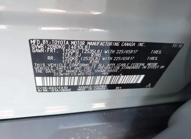 2T3W1RFV3LW063561 2020 2020 Toyota RAV4- Xle 9