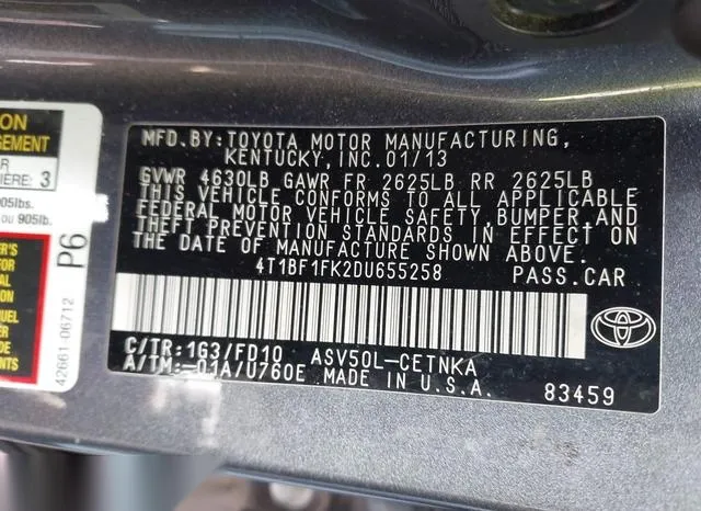 4T1BF1FK2DU655258 2013 2013 Toyota Camry- LE 9