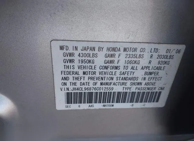 JH4CL96876C012559 2006 2006 Acura TSX 9