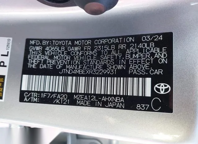 JTND4MBEXR3229931 2024 2024 Toyota Corolla- SE 9