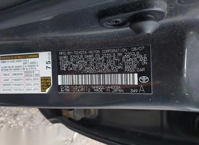 JTDKB20U483296748 2008 2008 Toyota Prius 9