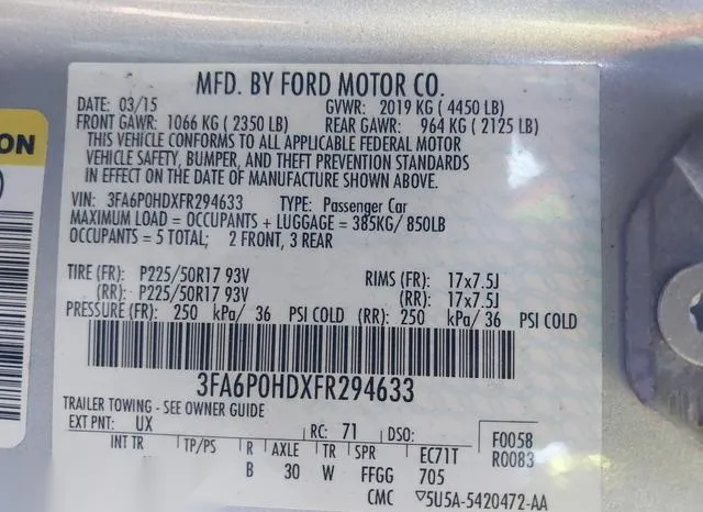 3FA6P0HDXFR294633 2015 2015 Ford Fusion- SE 9