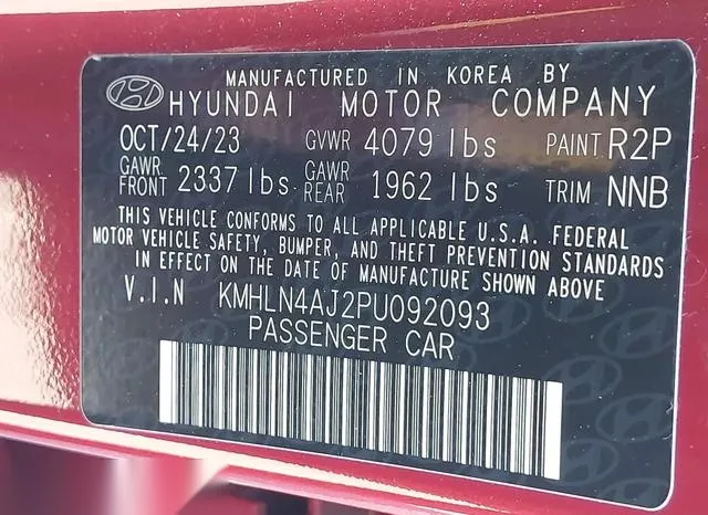 KMHLN4AJ2PU092093 2023 2023 Hyundai Elantra- Hybrid Limited 9