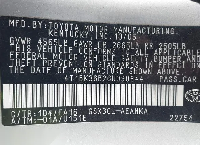 4T1BK36B26U090844 2006 2006 Toyota Avalon- XL 9