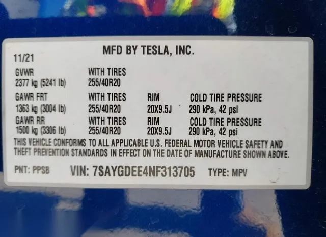 7SAYGDEE4NF313705 2022 2022 Tesla Model Y- Long Range Dual 9