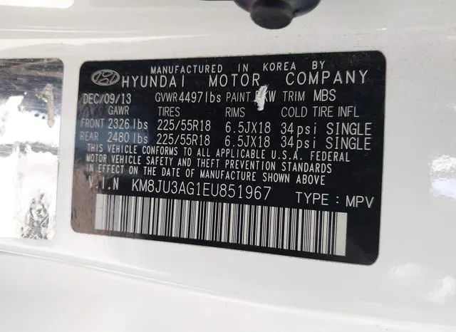 KM8JU3AG1EU851967 2014 2014 Hyundai Tucson- Limited 9