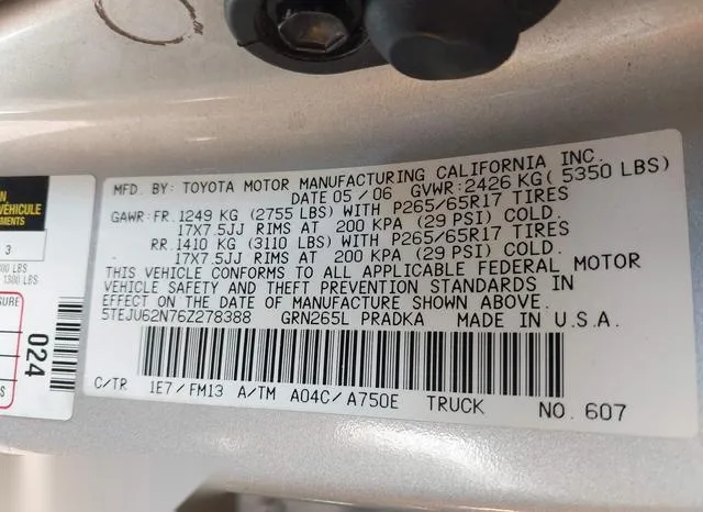 5TEJU62N76Z278388 2006 2006 Toyota Tacoma- Double Cab Preru 9