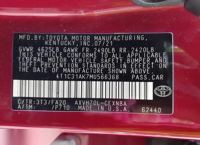 4T1C31AK7MU566368 2021 2021 Toyota Camry- Le Hybrid 9