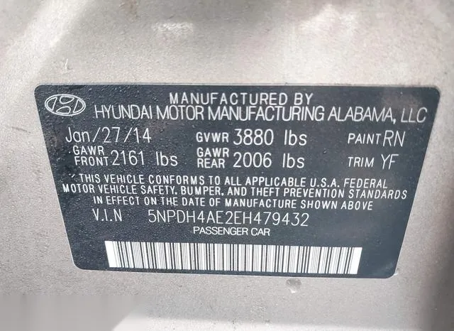 5NPDH4AE2EH479432 2014 2014 Hyundai Elantra- SE 9