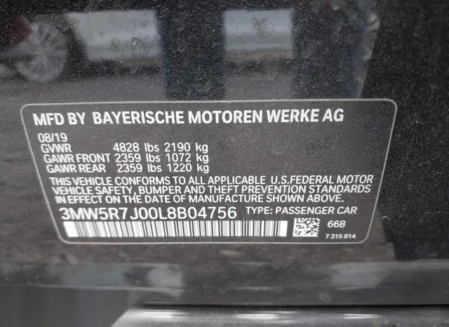 3MW5R7J00L8B04756 2020 2020 BMW 3 Series- 330XI 9