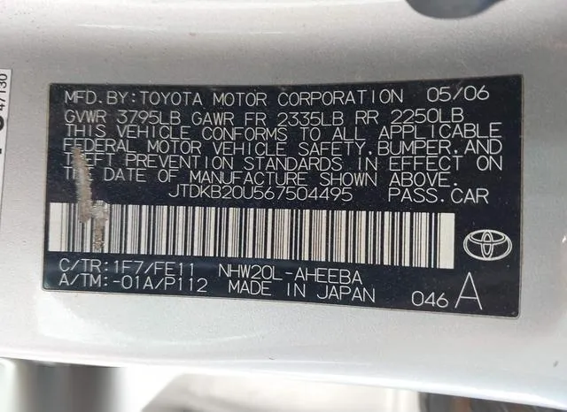 JTDKB20U567504495 2006 2006 Toyota Prius 9