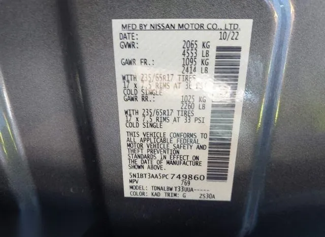 5N1BT3AA5PC749860 2023 2023 Nissan Rogue- S Fwd 9