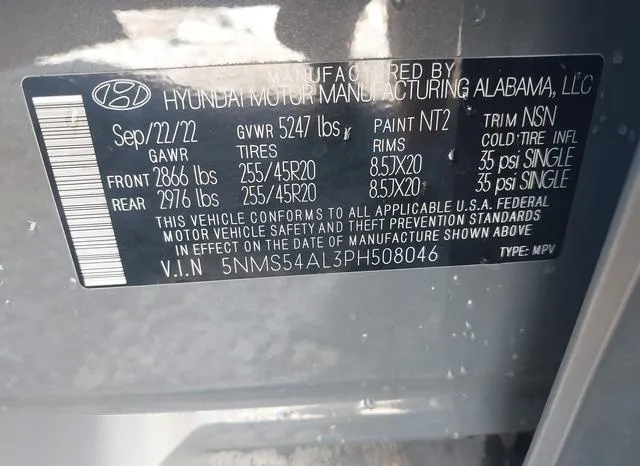 5NMS54AL3PH508046 2023 2023 Hyundai Santa Fe- Calligraphy 9