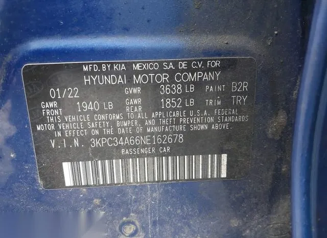 3KPC34A66NE162678 2022 2022 Hyundai Accent- Limited 9