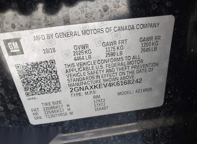 2GNAXKEV4K6168242 2019 2019 Chevrolet Equinox- LT 9