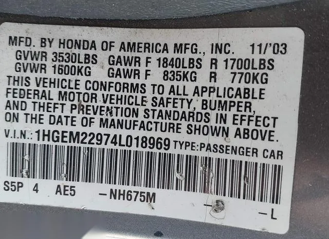 1HGEM22974A018969 2004 2004 Honda Civic- EX 9