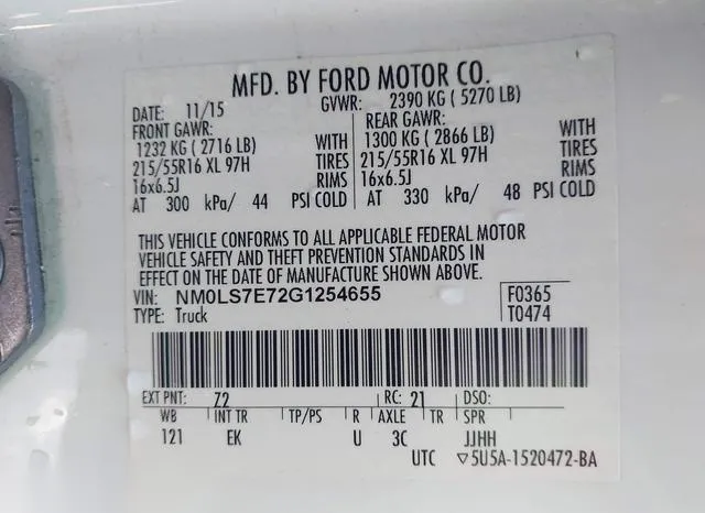 NM0LS7E72G1254655 2016 2016 Ford Transit- Connect XL 9