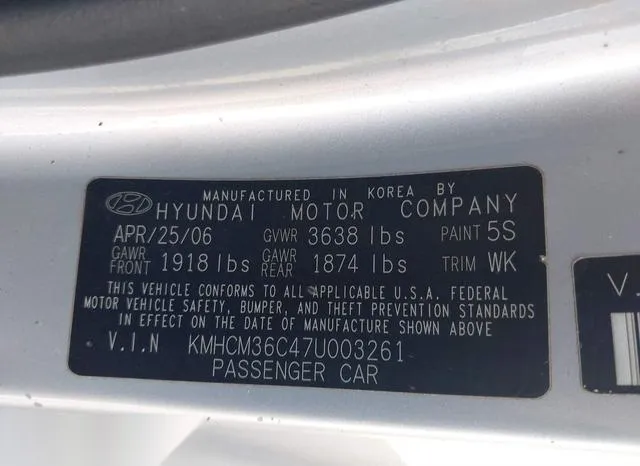 KMHCM36C47U003261 2007 2007 Hyundai Accent- GS 9