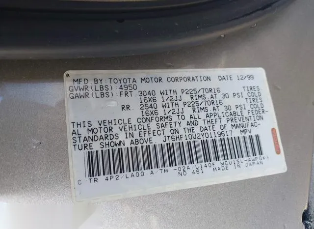 JT6HF10U2Y0119617 2000 2000 Lexus RX- 300 9