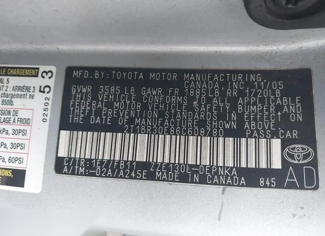 2T1BR30E86C608780 2006 2006 Toyota Corolla- Ce/Le/S 9