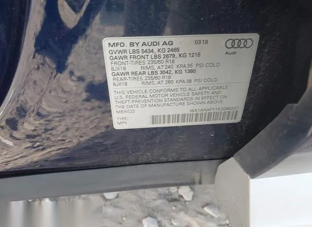 WA1ANAFY1K2086221 2019 2019 Audi Q5- 45 Premium 9