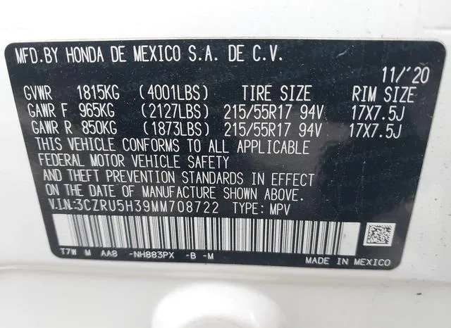 3CZRU5H39MM708722 2021 2021 Honda HR-V- 2Wd Lx 9