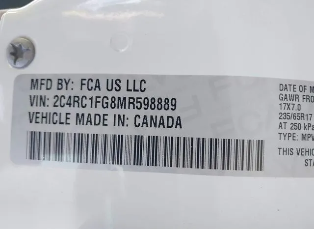 2C4RC1FG8MR598889 2021 2021 Chrysler Pacifica- Touring 9