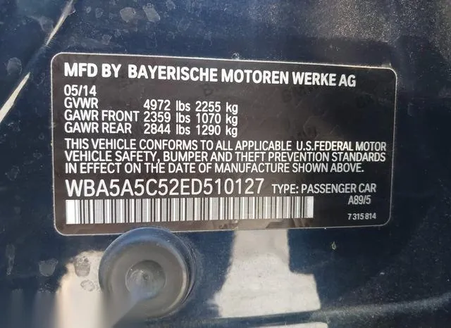 WBA5A5C52ED510127 2014 2014 BMW 5 Series- 528I 9