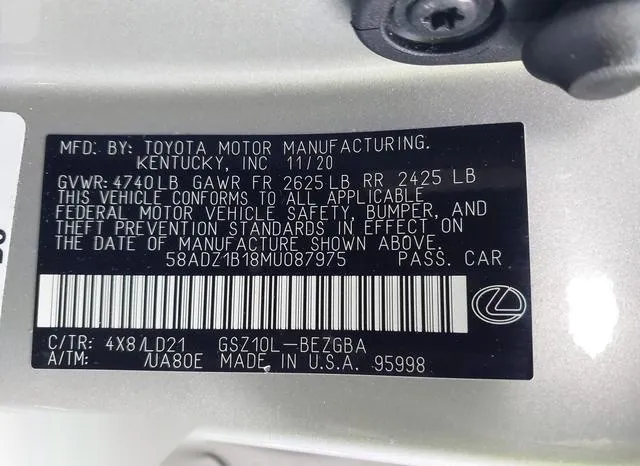 58ADZ1B18MU087975 2021 2021 Lexus ES- 350 9