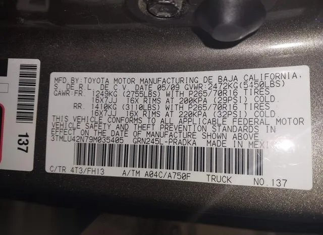 3TMLU42N79M035405 2009 2009 Toyota Tacoma- Double Cab 9