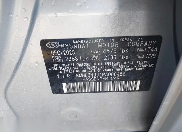 KMHL34JJ1RA086456 2024 2024 Hyundai Sonata- Hybrid Sel 9