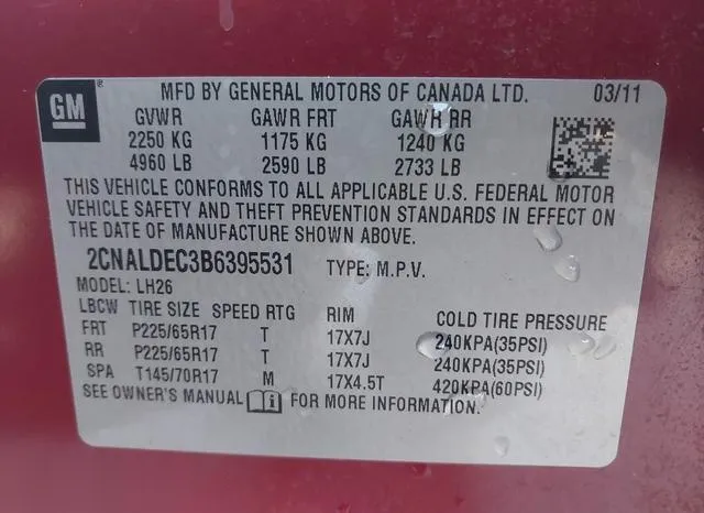 2CNALDEC3B6395531 2011 2011 Chevrolet Equinox- 1LT 9