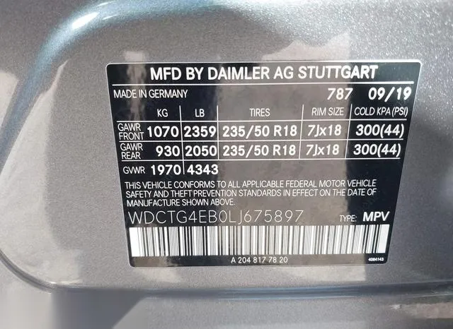 WDCTG4EB0LJ675897 2020 2020 Mercedes-Benz GLA 250 9