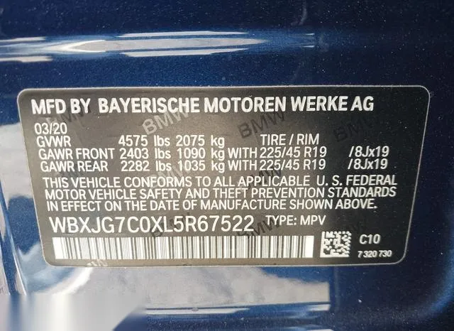 WBXJG7C0XL5R67522 2020 2020 BMW X1- Sdrive28I 9