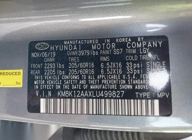 KM8K12AAXLU499827 2020 2020 Hyundai Kona- SE 9