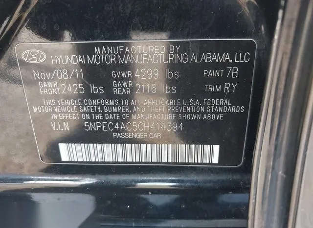 5NPEC4AC5CH414394 2012 2012 Hyundai Sonata- SE 9