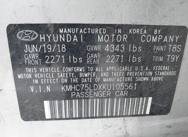 KMHC75LDXKU105561 2019 2019 Hyundai Ioniq- Plug-In Hybrid L 9