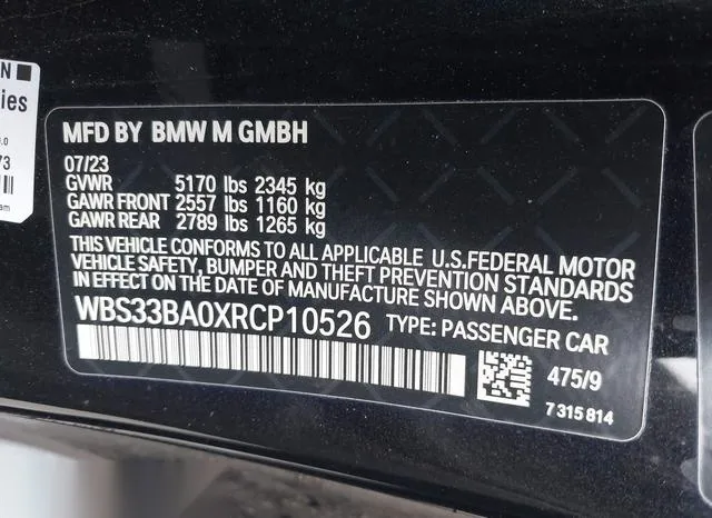 WBS33BA0XRCP10526 2024 2024 BMW M4- Competition Xdrive 9