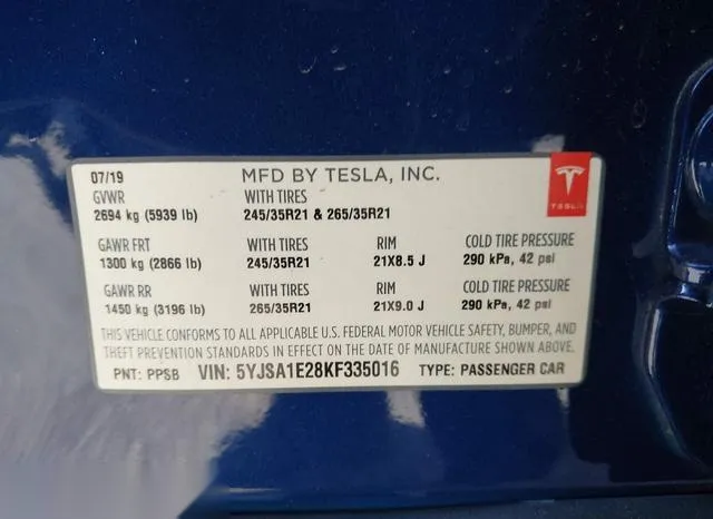 5YJSA1E28KF335016 2019 2019 Tesla Model S- 100D/75D/Long Ra 9