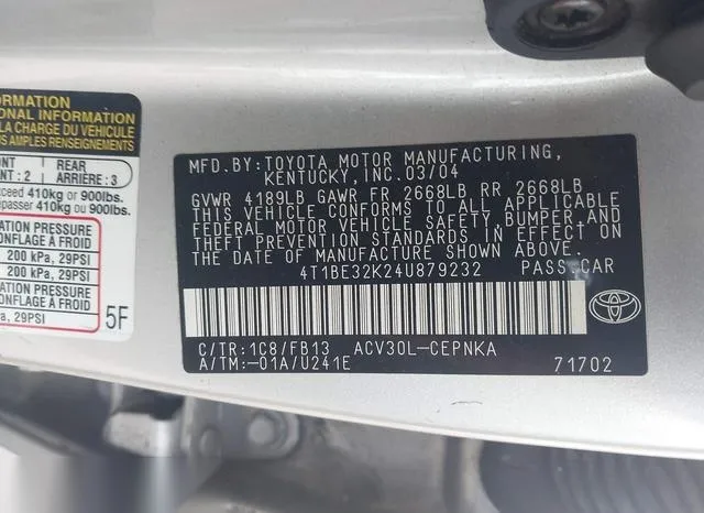 4T1BE32K24U879232 2004 2004 Toyota Camry- LE 9