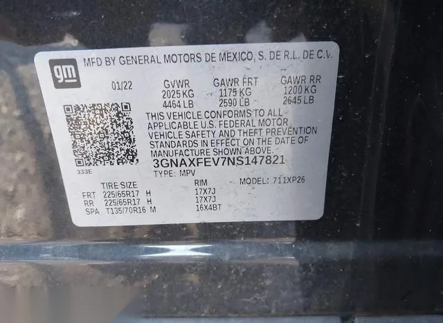 3GNAXFEV7NS147821 2022 2022 Chevrolet Equinox- Fwd 1Fl 9