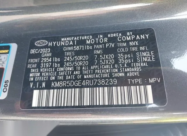 KM8R5DGE4RU738239 2024 2024 Hyundai Palisade- Limited 9