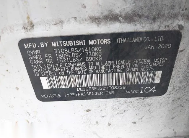 ML32F3FJ3LHF08239 2020 2020 Mitsubishi Mirage- G4 ES 9