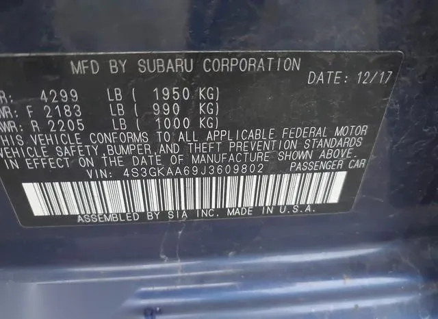 4S3GKAA69J3609802 2018 2018 Subaru Impreza- 2-0I 9