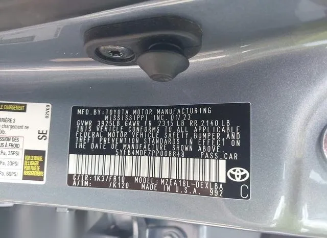 5YFB4MDE7PP008848 2023 2023 Toyota Corolla- LE 9