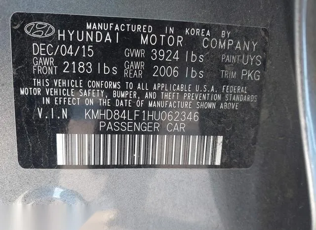 KMHD84LF1HU062346 2017 2017 Hyundai Elantra- SE 9