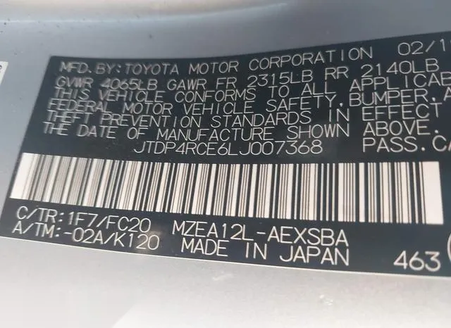 JTDP4RCE6LJ007368 2020 2020 Toyota Corolla- SE 9