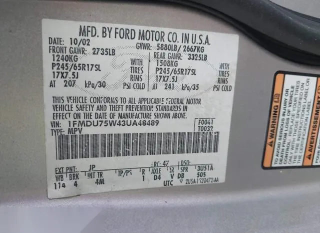 1FMDU75W43UA48489 2003 2003 Ford Explorer- Limited 9