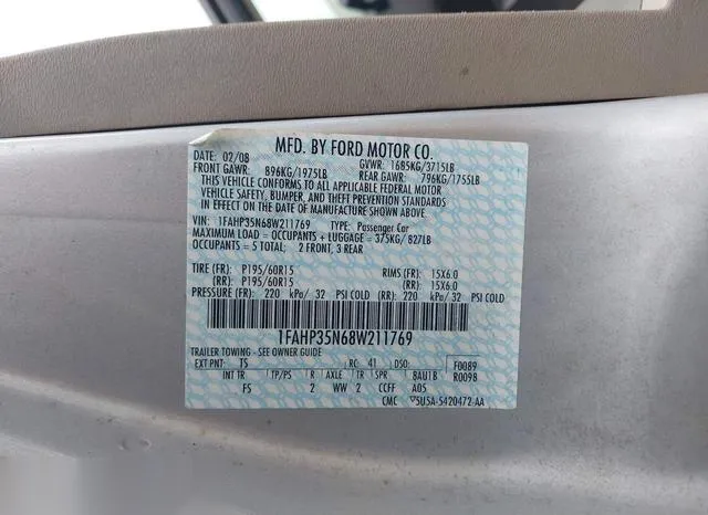 1FAHP35N68W211769 2008 2008 Ford Focus- Se/Ses 9