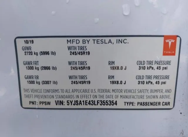 5YJSA1E43LF355354 2020 2020 Tesla Model S- Performance Dual 9